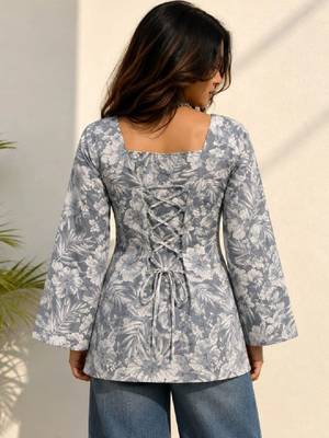 Women floral printed flared sleeves floral kurta 2