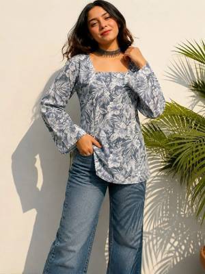 Women floral printed flared sleeves floral kurta 3