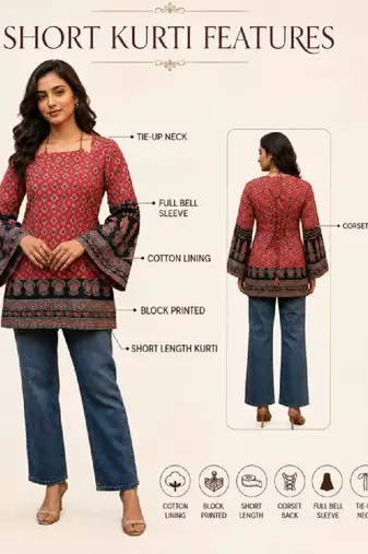 Women ethnic motifs printed bell sleeves kurta