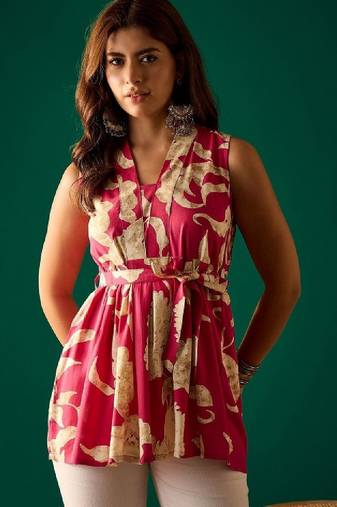 Women printed liva blend kurta