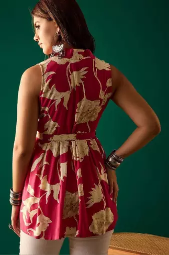 Women printed liva blend kurta