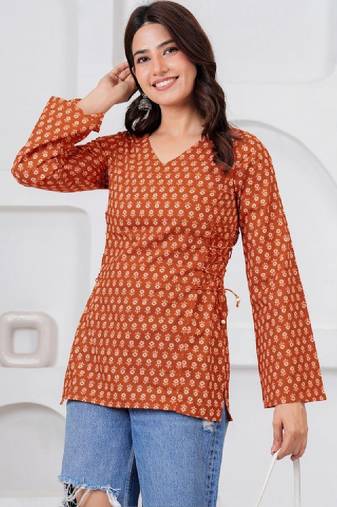 Women floral printed flared sleeves indie prints kurta