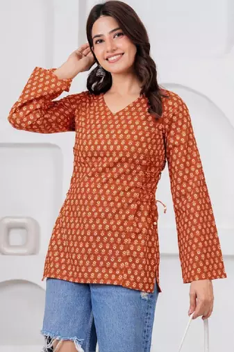 Women floral printed flared sleeves indie prints kurta