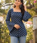Women ethnic motifs printed bell sleeves indie prints kurta