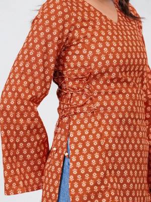 Women floral printed flared sleeves indie prints kurta 2