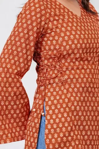 Women floral printed flared sleeves indie prints kurta