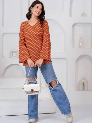 Women floral printed flared sleeves indie prints kurta 3
