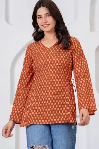 Women floral printed flared sleeves indie prints kurta