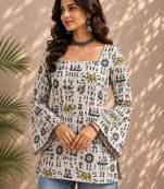 Women ethnic motifs printed bell sleeves indie prints kurta