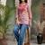 Women ethnic motifs embroidered thread work kurta