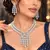 Indian Bridal CZ Necklace Earrings Set, Floral Crystal Choker, Silver-Tone Statement Jewelry