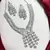 Indian Bridal CZ Necklace Earrings Set, Floral Crystal Choker, Silver-Tone Statement Jewelry
