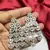 Indian Bridal CZ Necklace Earrings Set, Floral Crystal Choker, Silver-Tone Statement Jewelry