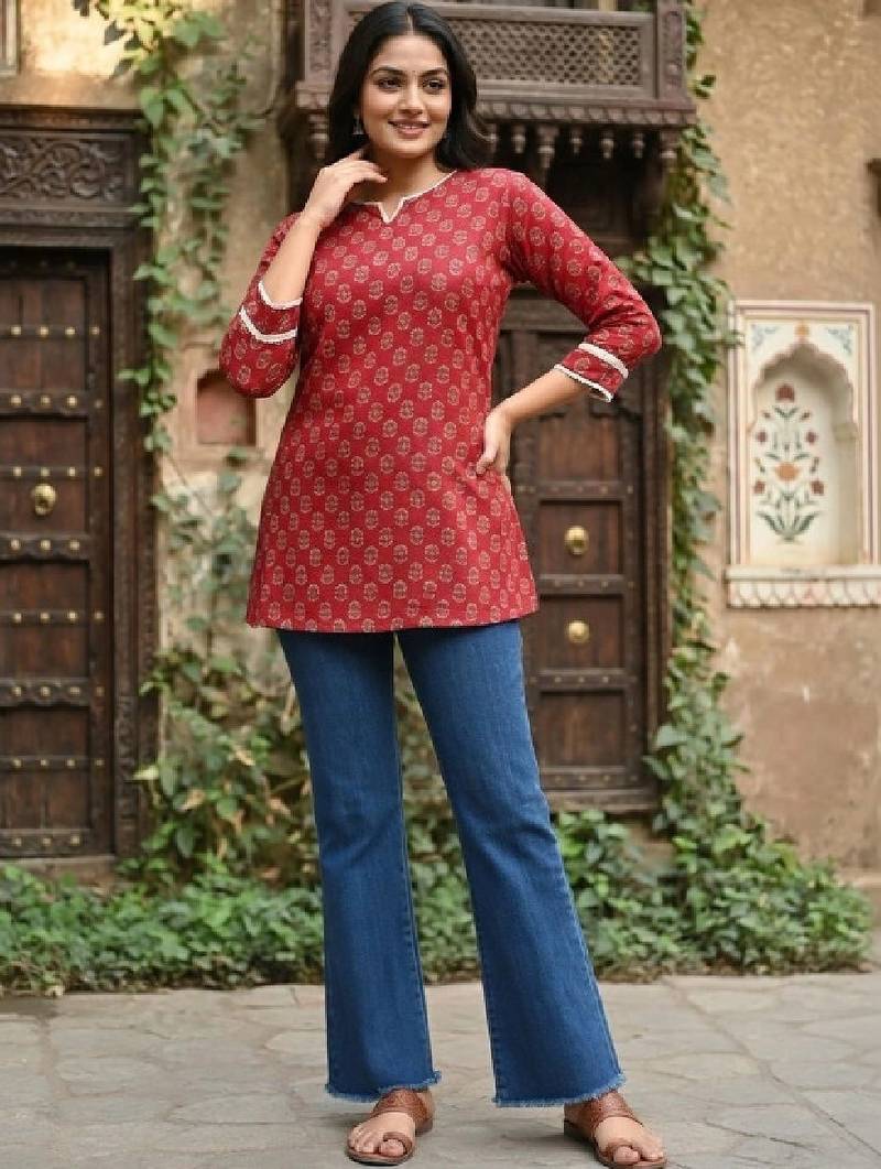 Women ethnic motifs printed indie prints kurta