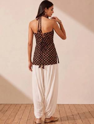 Women ethnic motifs printed halter neck indie prints kurta 3