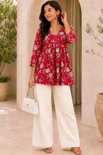 Women floral printed floral kurta