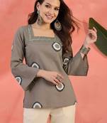 Women printed flared sleeves sequinned kurta