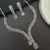 Pink Morganite CZ Leaf Necklace Earrings Set, Silver Bridal Jewelry, Statement Prom Gift