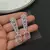 Pink Morganite CZ Leaf Necklace Earrings Set, Silver Bridal Jewelry, Statement Prom Gift