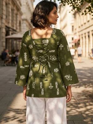 Women ethnic motifs printed flared sleeves kurta 3
