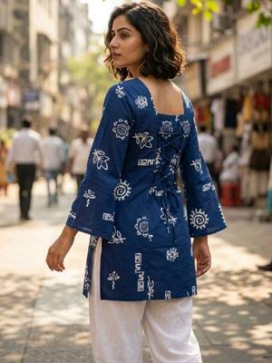 Women printed flared sleeves indie prints kurta 1