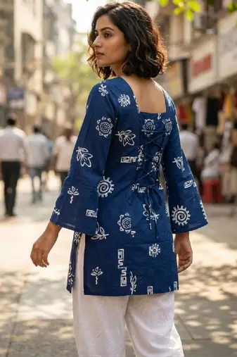 Women printed flared sleeves indie prints kurta