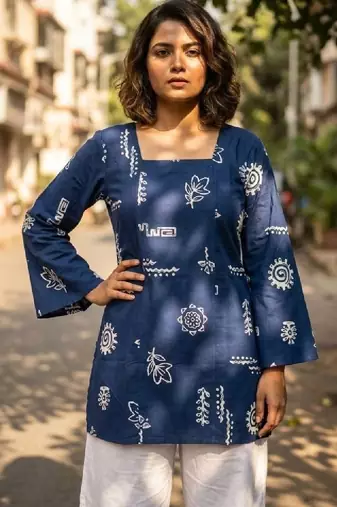 Women printed flared sleeves indie prints kurta
