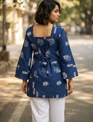 Women printed flared sleeves indie prints kurta 3