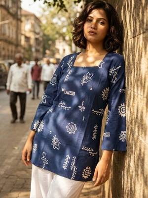 Women printed flared sleeves indie prints kurta 4