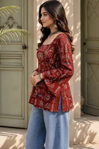 Women printed flared sleeves kurta