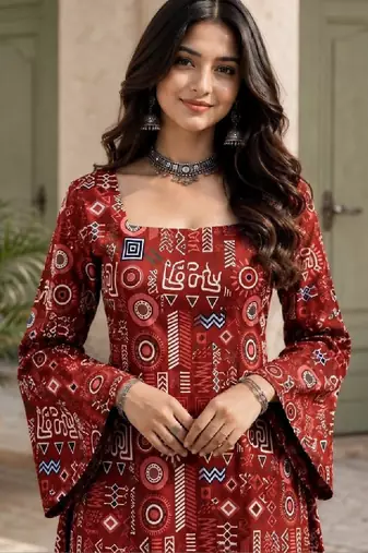 Women printed flared sleeves kurta