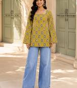 Women ethnic motifs printed flared sleeves kurta