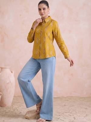 Women ethnic motifs printed indie prints kurta 4
