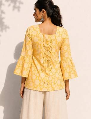 Women floral printed flared sleeves floral kurta 3