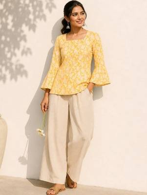 Women floral printed flared sleeves floral kurta 4