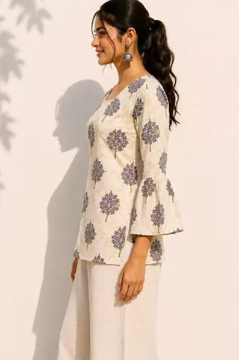 Women floral printed flared sleeves indie florals kurta