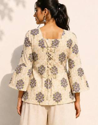 Women floral printed flared sleeves indie florals kurta 3