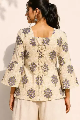 Women floral printed flared sleeves indie florals kurta