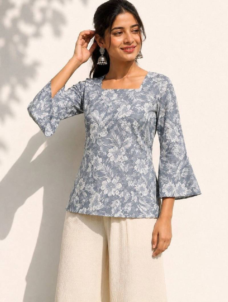 Women floral printed flared sleeves floral kurta