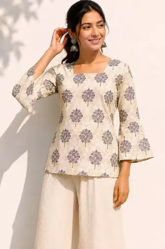Women floral printed flared sleeves indie florals kurta