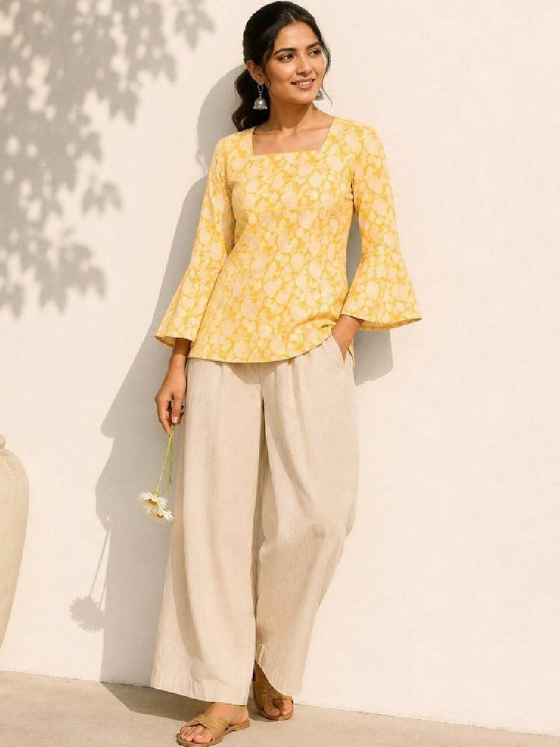 Women floral printed flared sleeves floral kurta