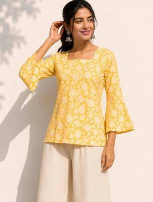 Women floral printed flared sleeves floral kurta 2
