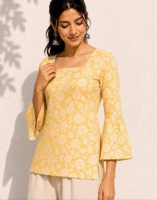 Women floral printed flared sleeves floral kurta 4