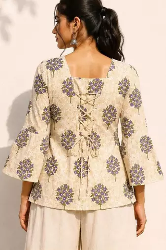 Women floral printed flared sleeves floral kurta