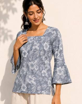 Women floral printed flared sleeves floral kurta 1