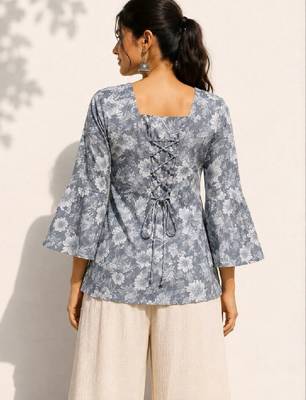 Women floral printed flared sleeves floral kurta 3
