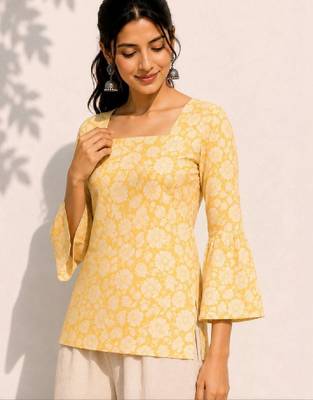 Women floral printed flared sleeves floral kurta 1