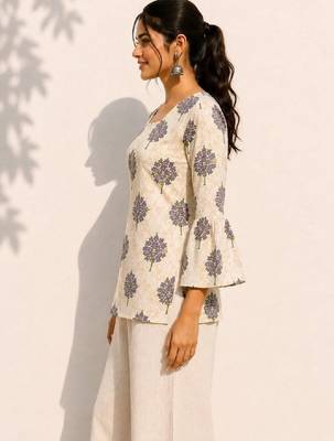 Women floral printed flared sleeves indie florals kurta 2