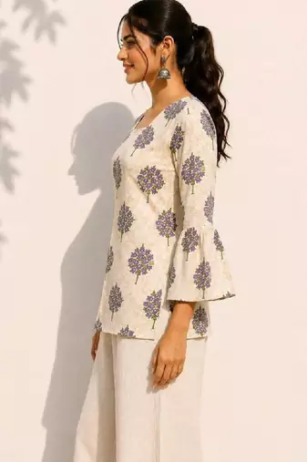 Women floral printed flared sleeves indie florals kurta