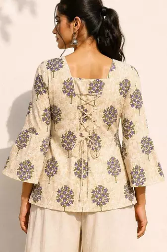 Women floral printed flared sleeves indie florals kurta